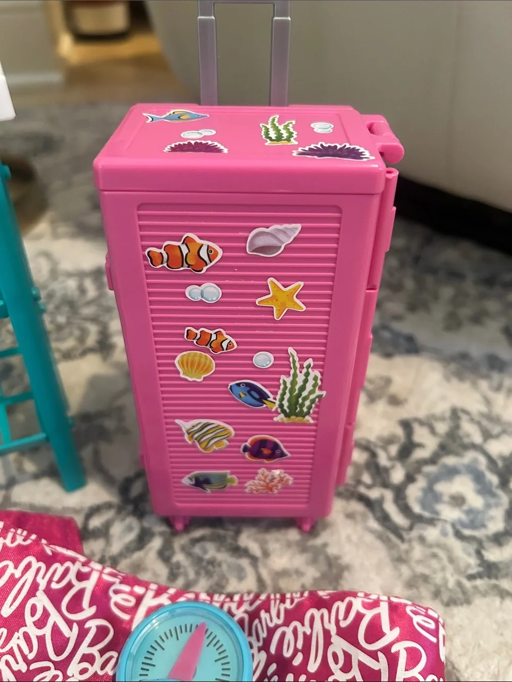Barbie Pink & Teal grocery stand Play Medical Set with Pink Luggage